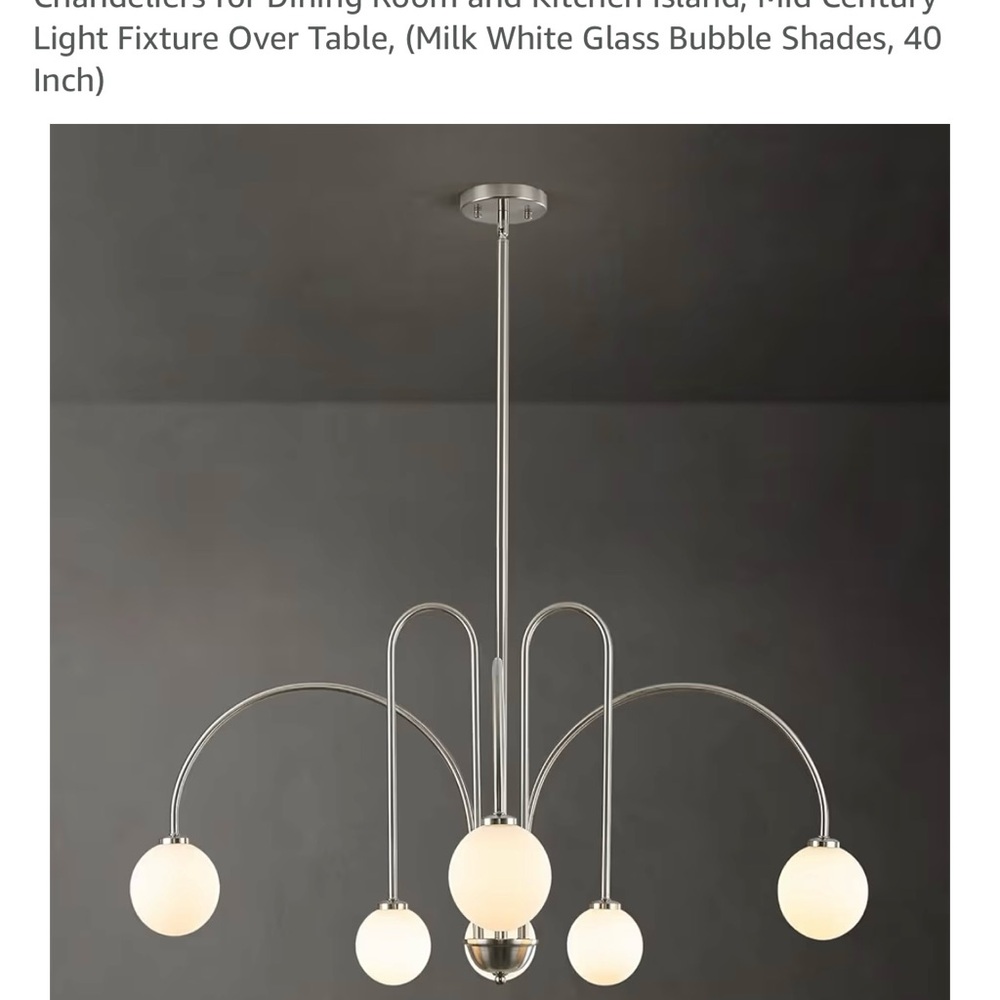 Modern Silver Chandelier with White Glass Shades